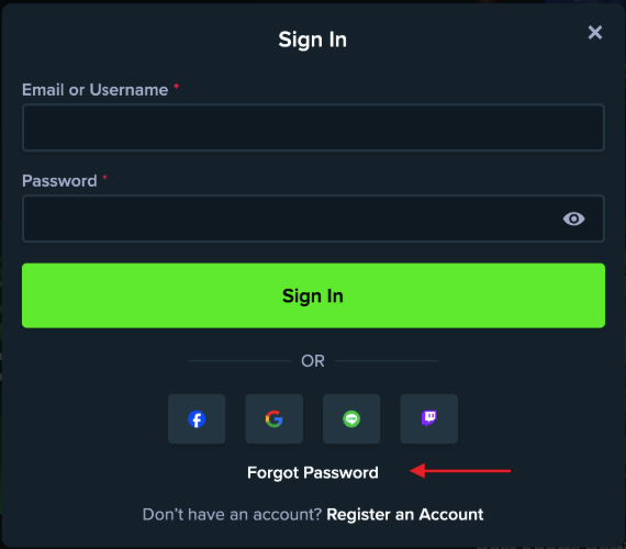 Reset your Stake password